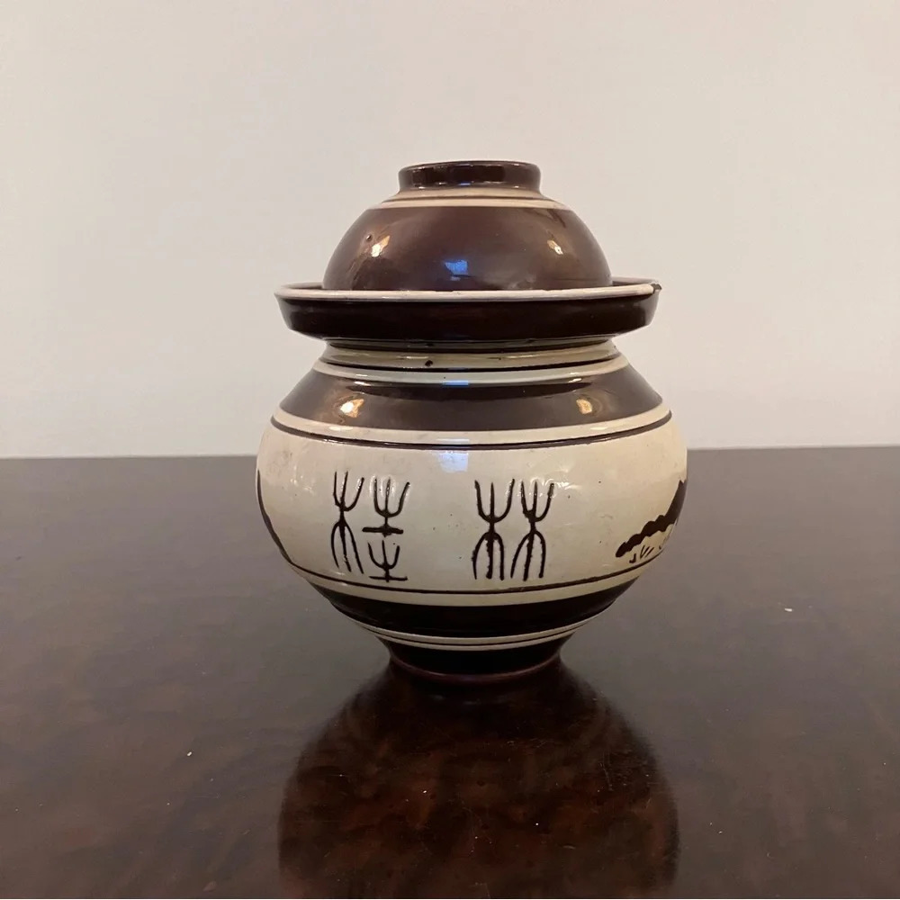 Redware Clay Saguaro Southwest Pottery Tumble Up Carafe Cup Tan And Brown